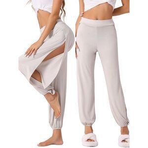 Yoga Harem Pants Side Slit Joggers Sports Beach Cover-up Sweatpants Gray
